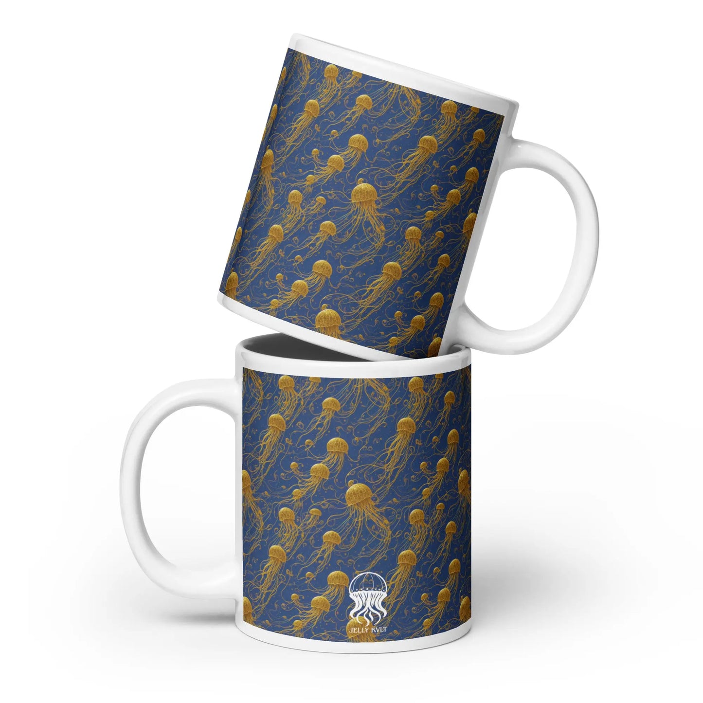 Mug - Blue and Gold Jellyfishes - by Jelly Kvlt