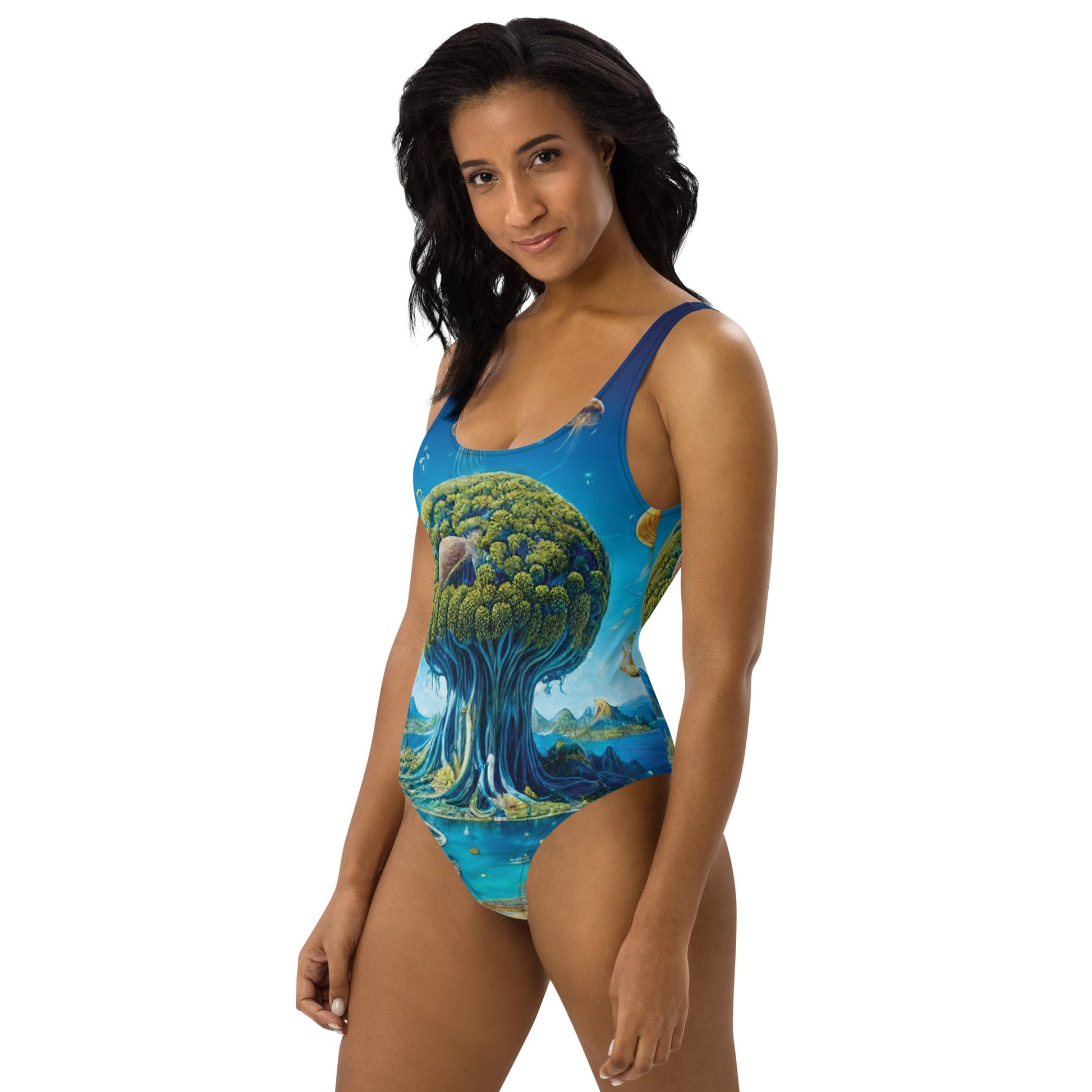 One-Piece Swimsuit - Cosmic Tree Isles | Jelly Kvlt