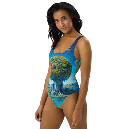 One-Piece Swimsuit - Cosmic Tree Isles | Jelly Kvlt