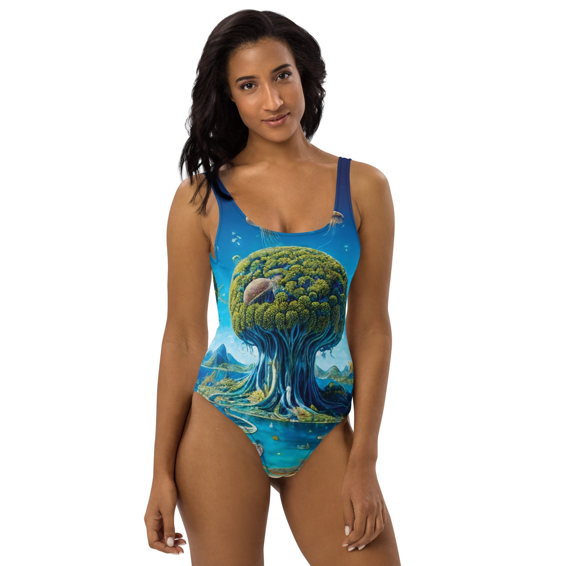 One-Piece Swimsuit - Cosmic Tree Isles | Jelly Kvlt