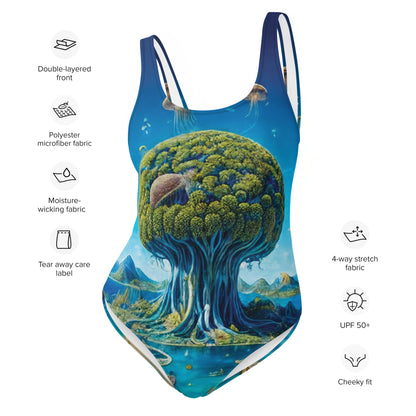 One-Piece Swimsuit - Cosmic Tree Isles | Jelly Kvlt