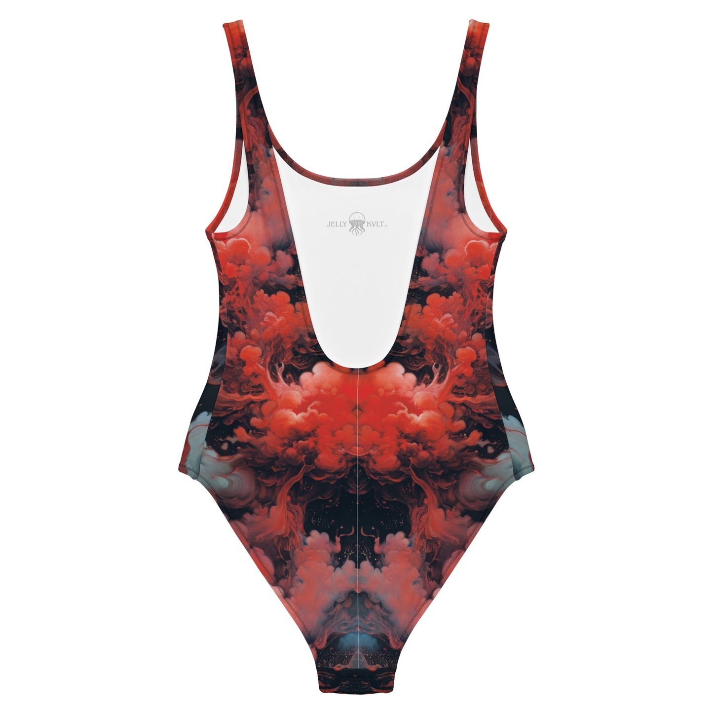 One-Piece Swimsuit - Ethereal Crimson Flow - Dark | Jelly Kvlt