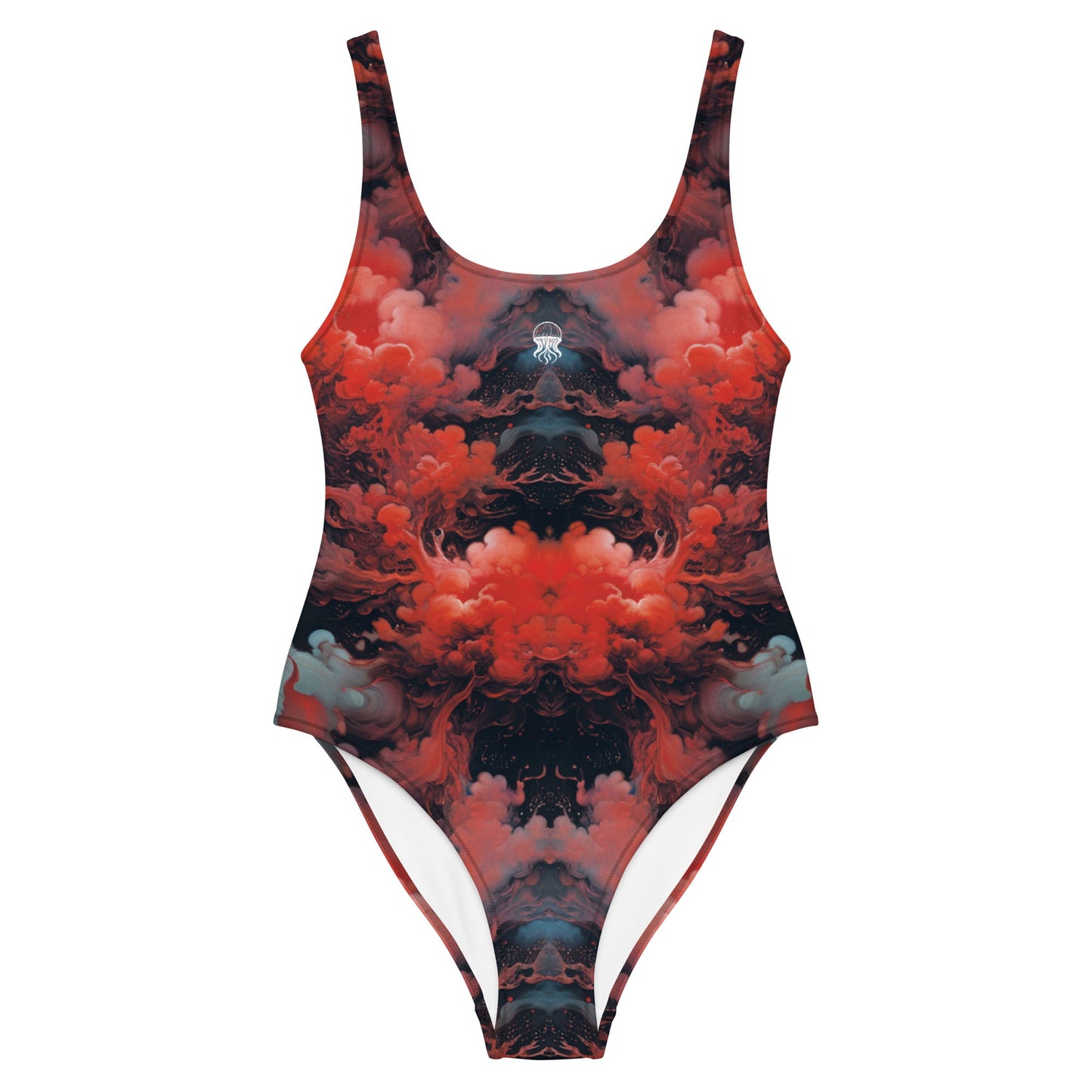 One-Piece Swimsuit - Ethereal Crimson Flow - Dark | Jelly Kvlt