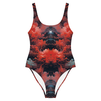 One-Piece Swimsuit - Ethereal Crimson Flow - Dark | Jelly Kvlt