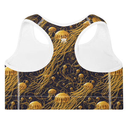 Padded Sports Bra - Black and Gold Jellyfishes | Jelly Kvlt