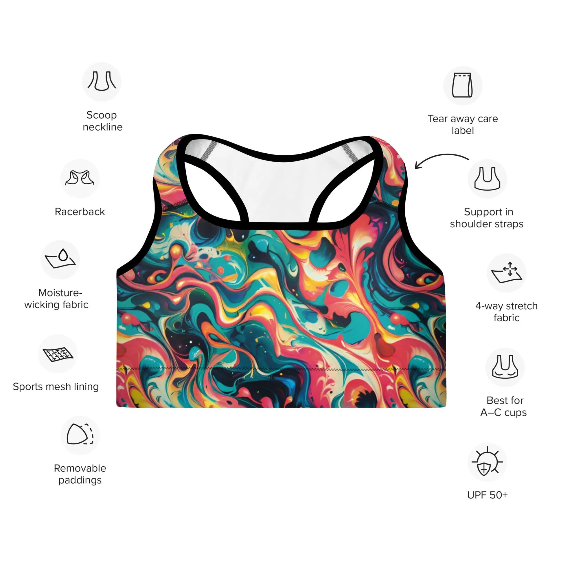 Padded Sports Bra - Celestial Splash | Supportive & Stylish by Jelly Kvlt