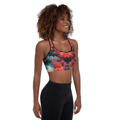 Padded Sports Bra - Ethereal Crimson Flow - Dark Jelly Kvlt