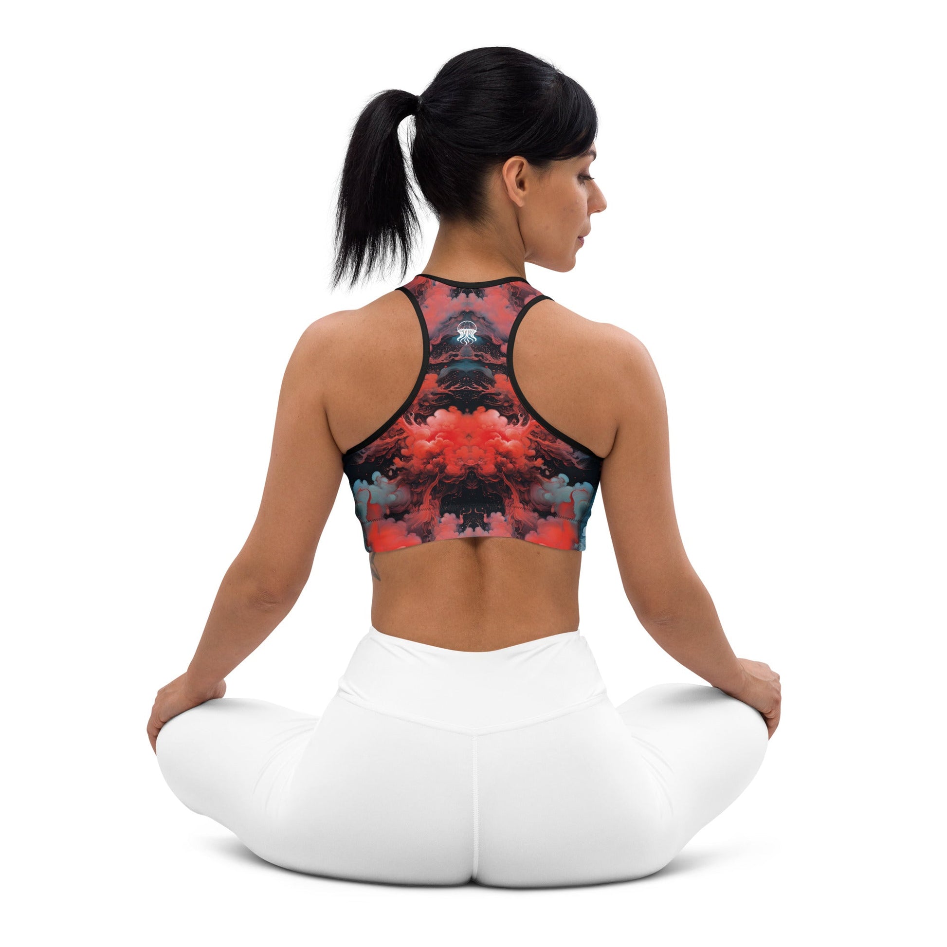 Padded Sports Bra - Ethereal Crimson Flow - Dark Jelly Kvlt