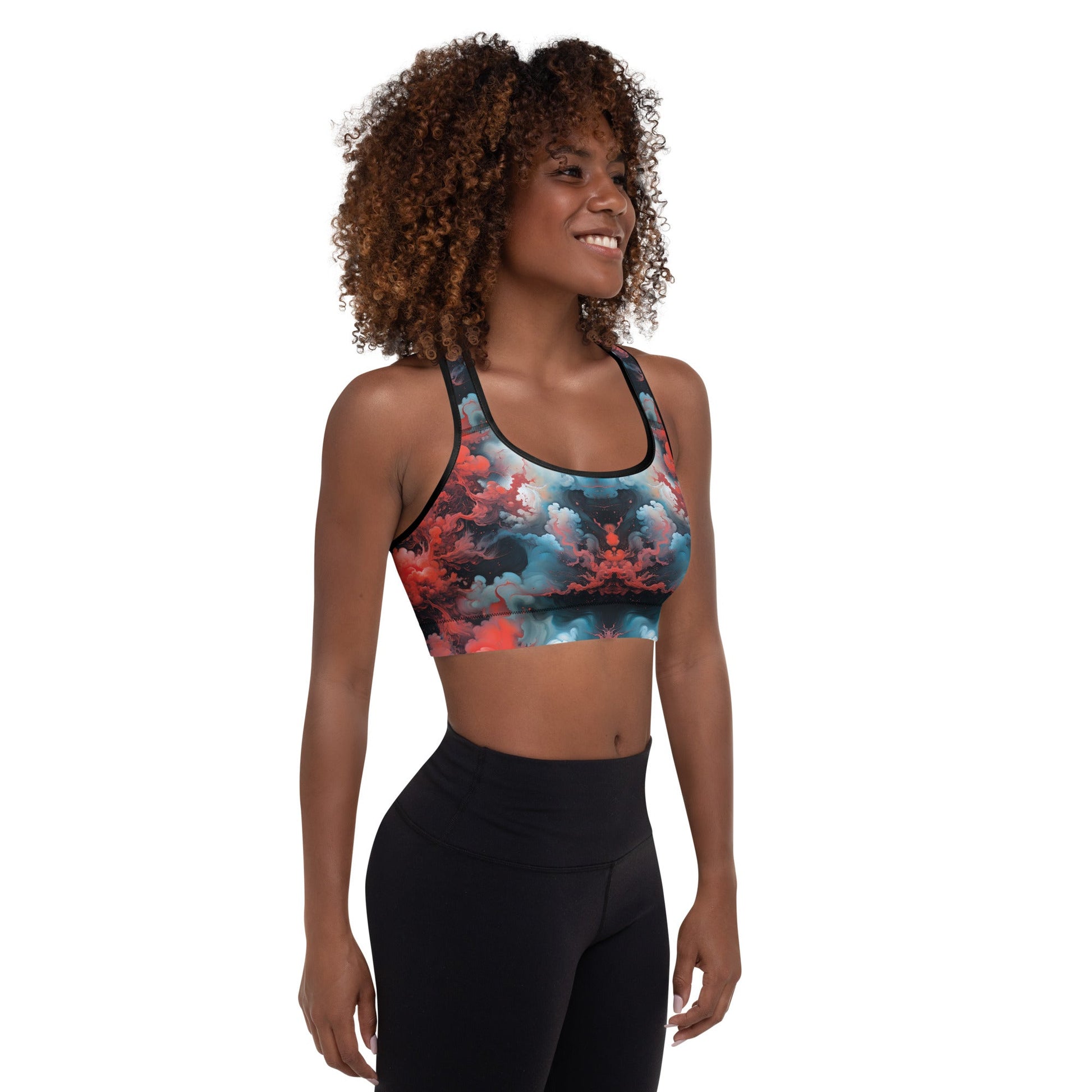 Padded Sports Bra - Ethereal Crimson Flow - Light Jelly Kvlt