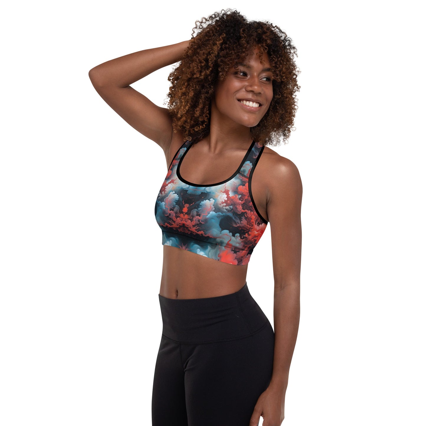 Padded Sports Bra - Ethereal Crimson Flow - Light Jelly Kvlt