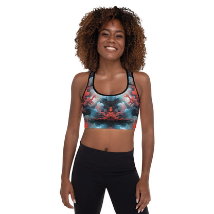 Padded Sports Bra - Ethereal Crimson Flow - Light Jelly Kvlt