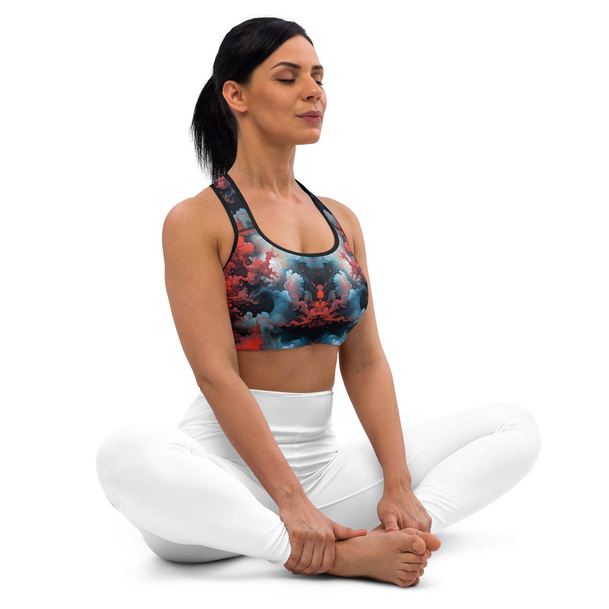 Padded Sports Bra - Ethereal Crimson Flow - Light Jelly Kvlt