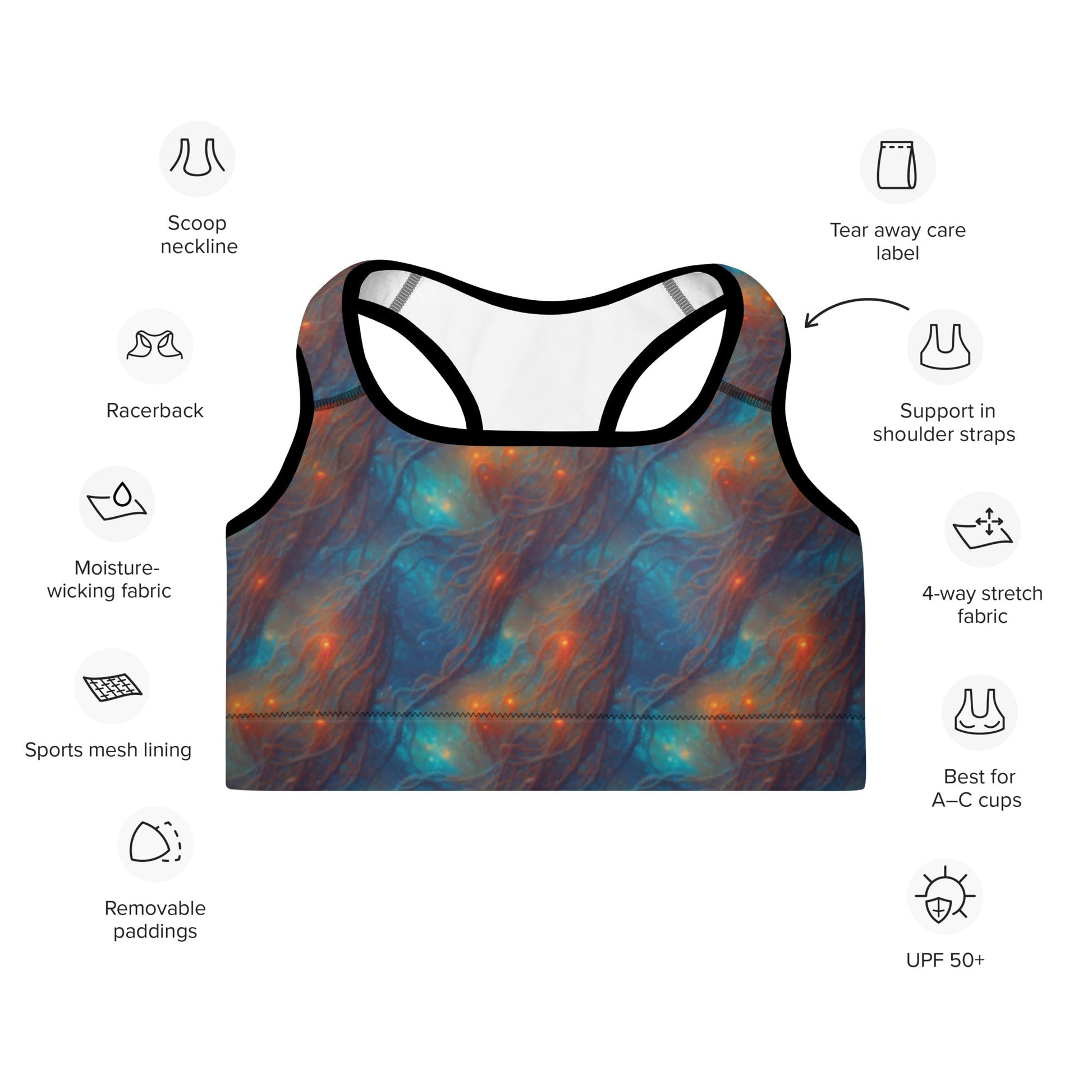 Padded Sports Bra - Nebular Nexus - by Jelly Kvlt