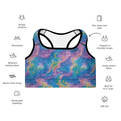 Padded Sports Bra - Quantum Drift - by Jelly Kvlt