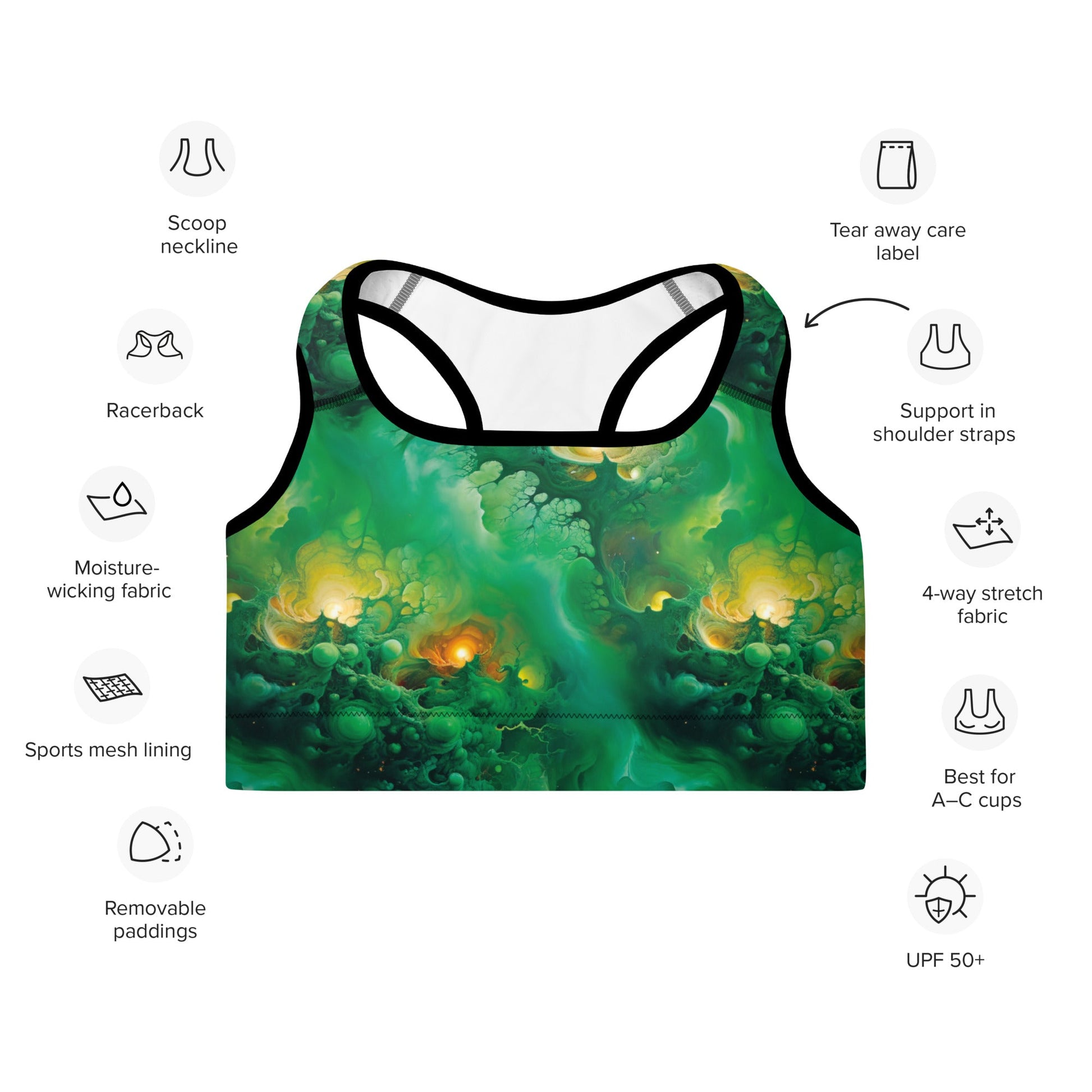 Padded Sports Bra - Viridian Shroud - by Jelly Kvlt