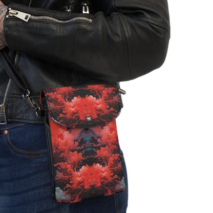 Lightweight Phone Bag - Ethereal Crimson Flow - Dark - by Jelly Kvlt