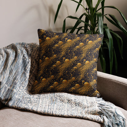 Pillow - Black and Gold Jellyfishes Jelly Kvlt