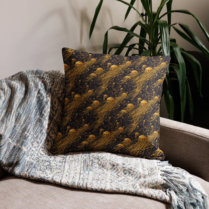 Pillow - Black and Gold Jellyfishes Jelly Kvlt