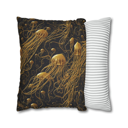 Pillow Case - Square - Black and Gold Jellyfishes | Jelly Kvlt