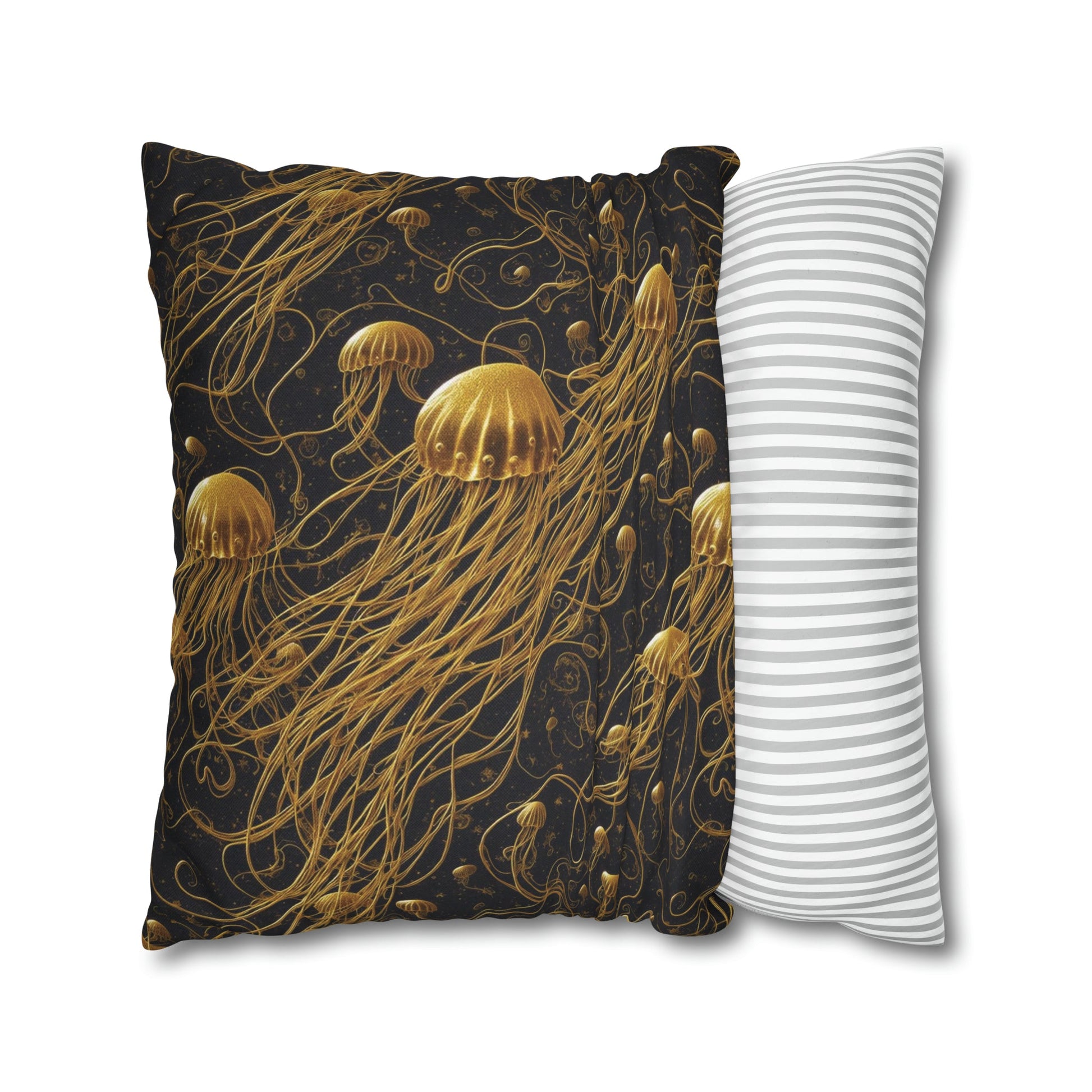 Pillow Case - Square - Black and Gold Jellyfishes | Jelly Kvlt