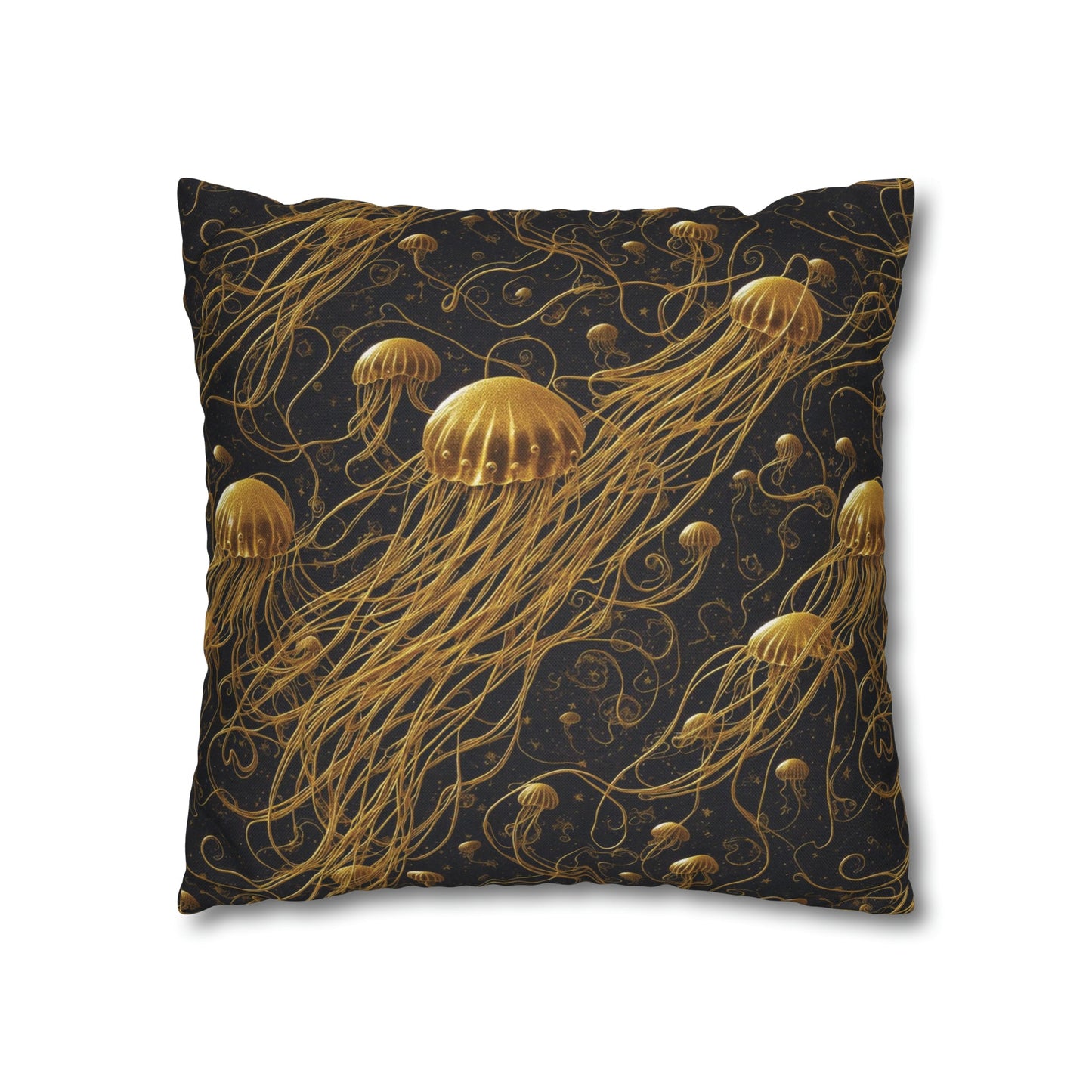 Pillow Case - Square - Black and Gold Jellyfishes | Jelly Kvlt