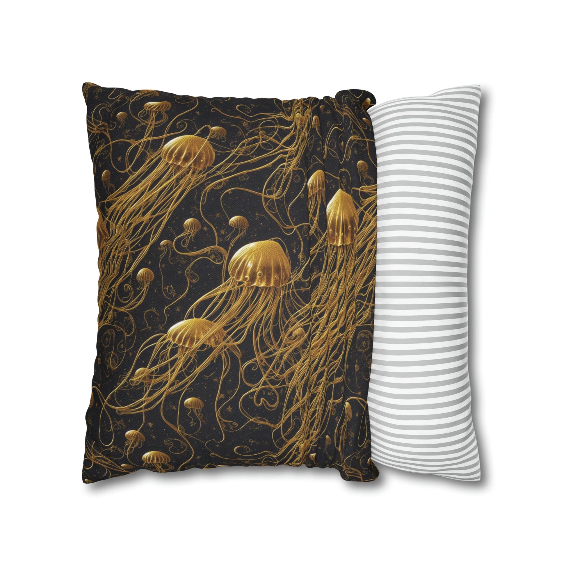 Pillow Case - Square - Black and Gold Jellyfishes | Jelly Kvlt