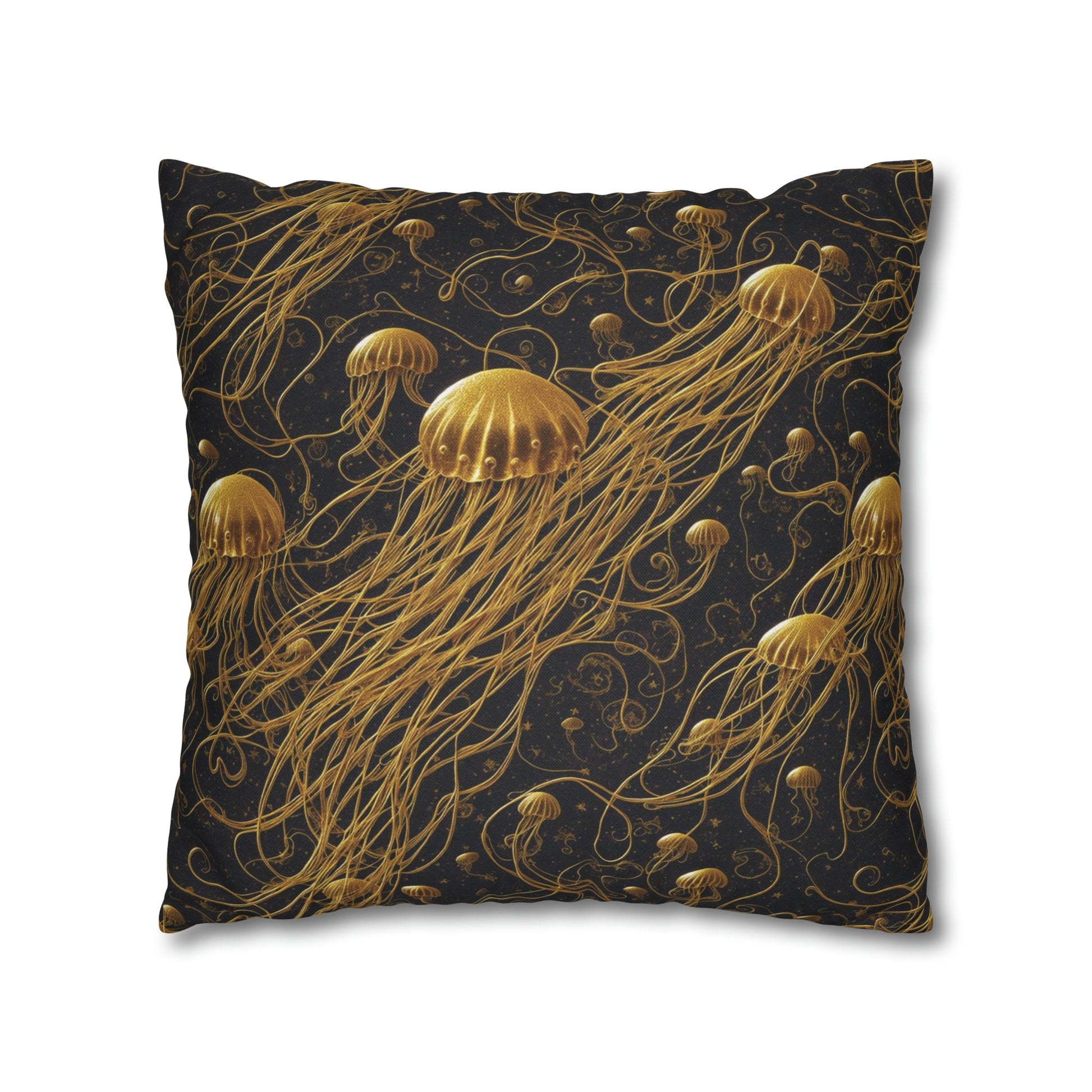 Pillow Case - Square - Black and Gold Jellyfishes | Jelly Kvlt