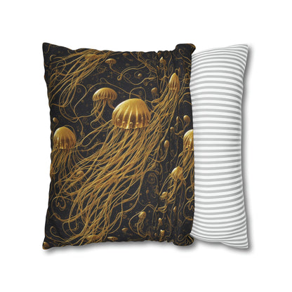 Pillow Case - Square - Black and Gold Jellyfishes | Jelly Kvlt