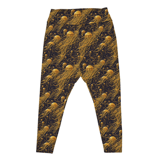 Plus Size Leggings - Black and Gold Jellyfishes | Jelly Kvlt