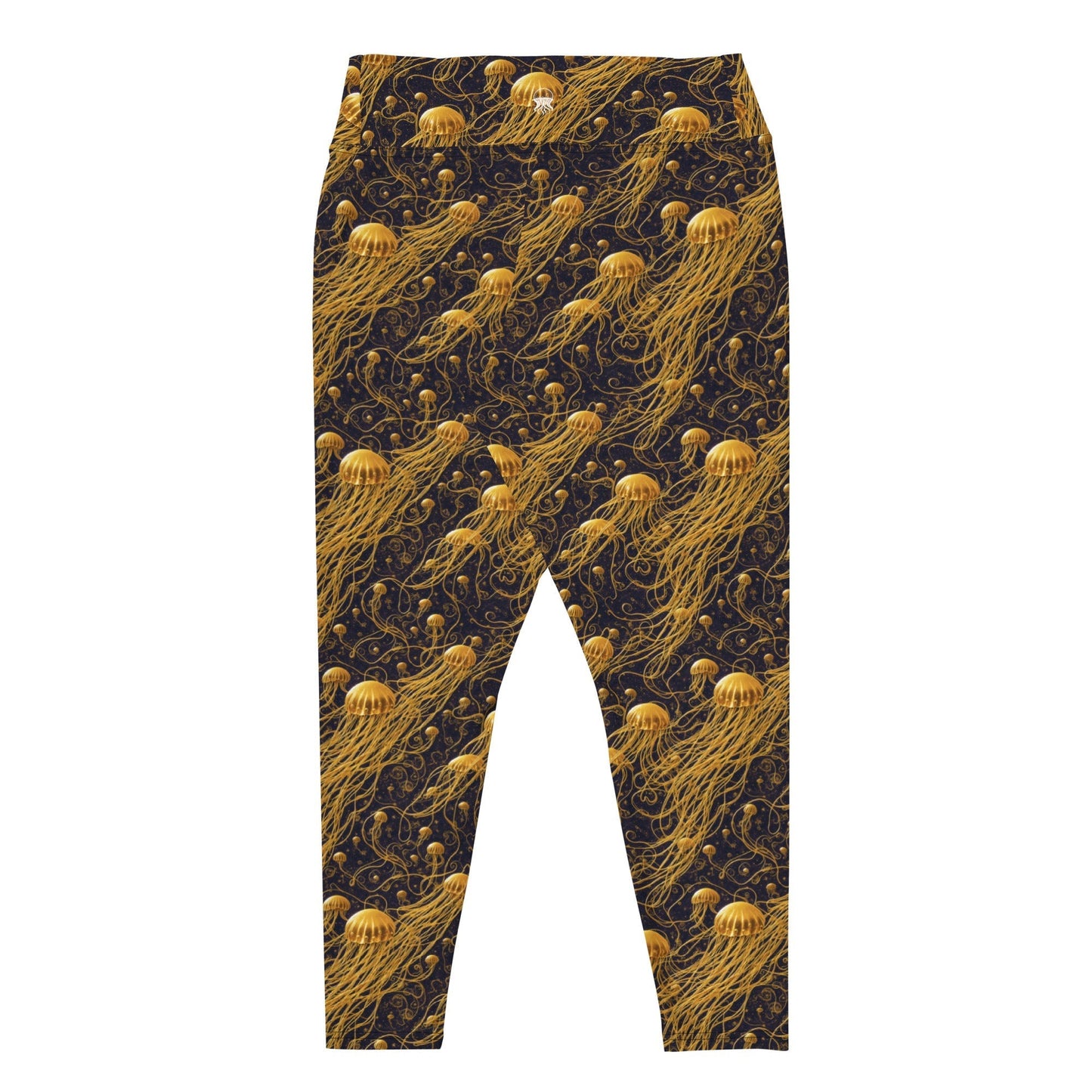 Plus Size Leggings - Black and Gold Jellyfishes | Jelly Kvlt