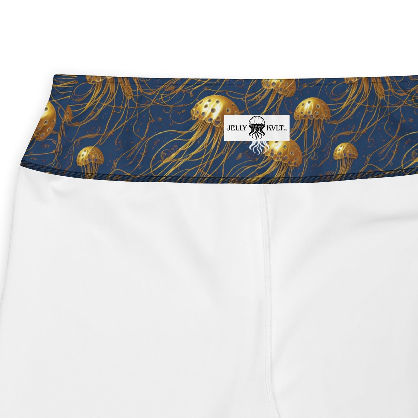 Plus Size Leggings - Blue and Gold Jellyfishes | Cosmic Activewear by Jelly Kvlt