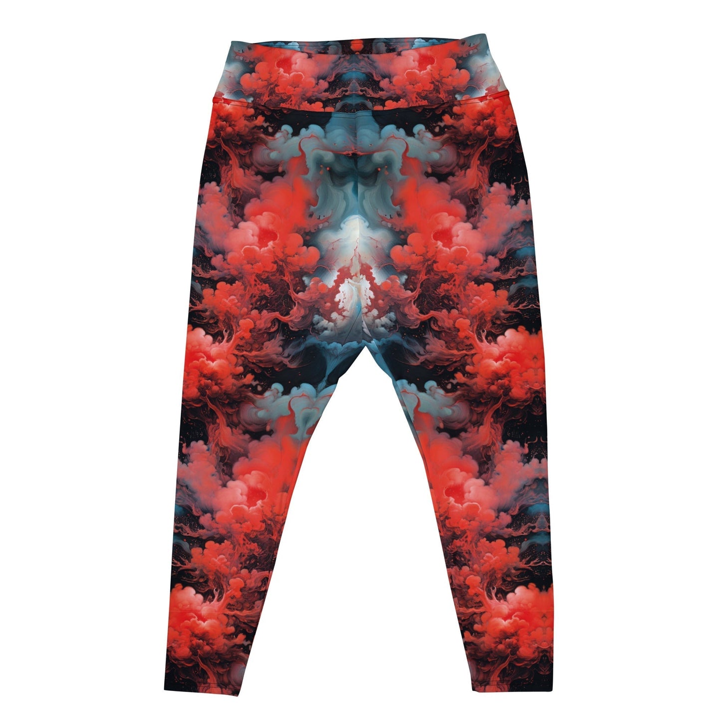 Plus Size Leggings - Ethereal Crimson Flow - Dark | Cosmic Activewear by Jelly Kvlt