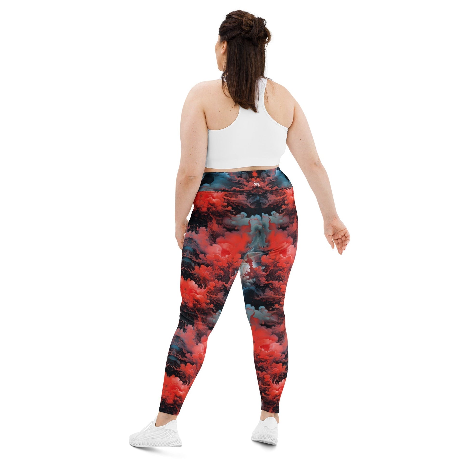 Plus Size Leggings - Ethereal Crimson Flow - Dark | Cosmic Activewear by Jelly Kvlt