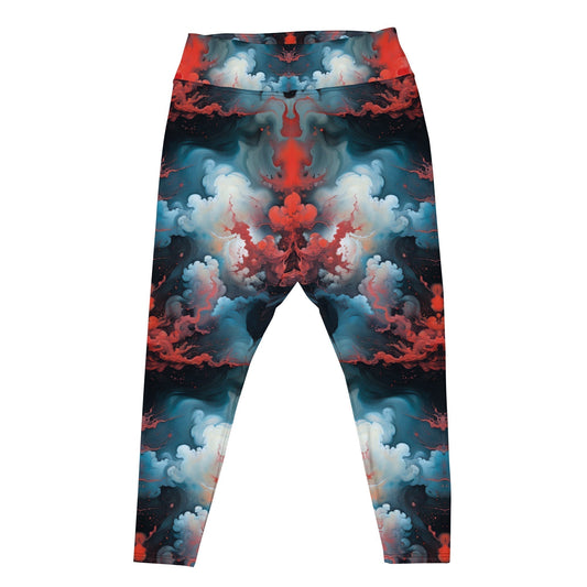 Plus Size Leggings - Ethereal Crimson Flow (Light) | Stylish & Comfortable by Jelly Kvlt