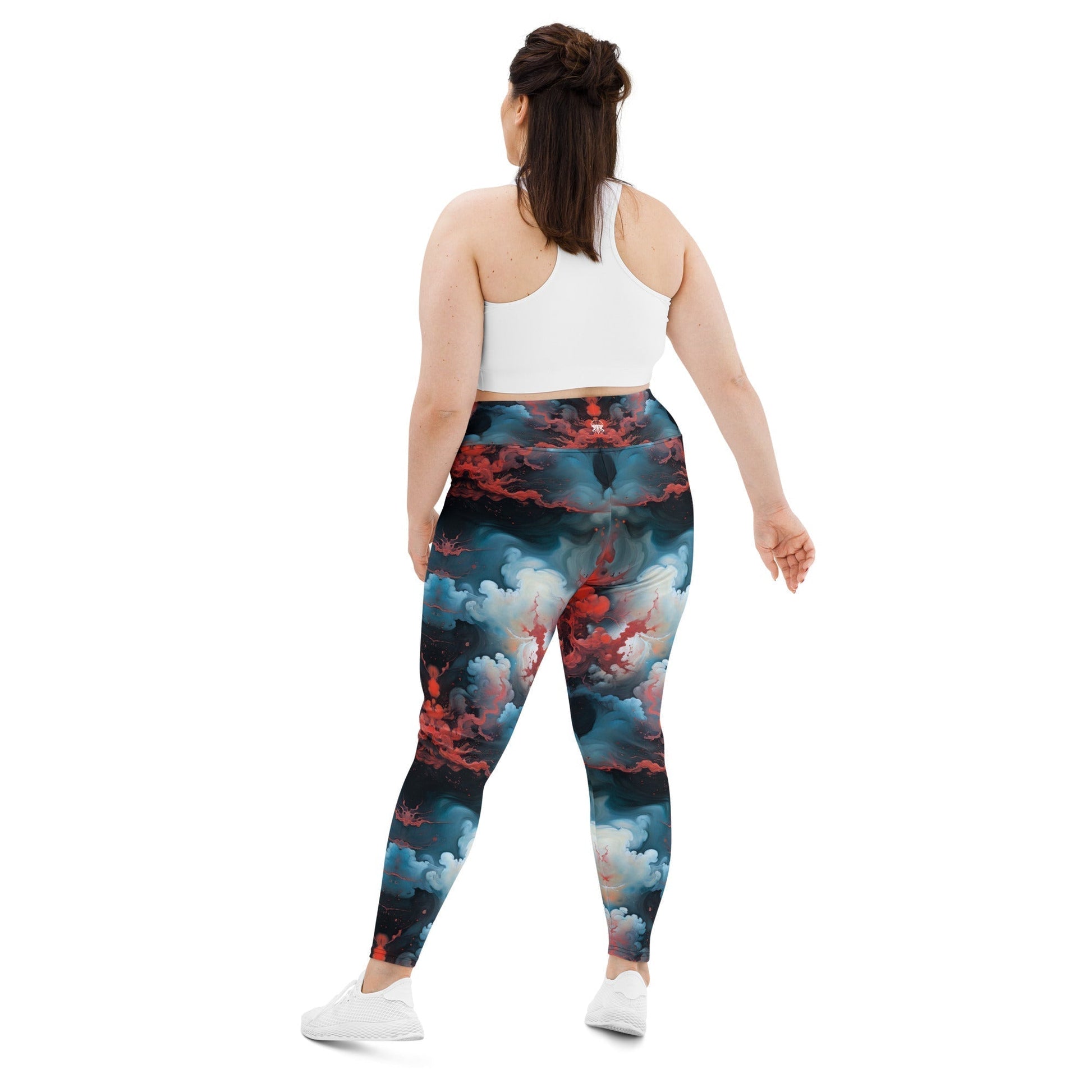 Plus Size Leggings - Ethereal Crimson Flow (Light) | Stylish & Comfortable by Jelly Kvlt