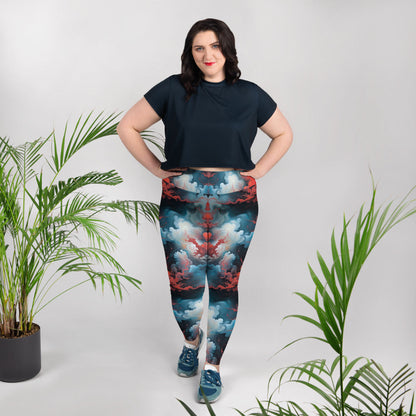 Plus Size Leggings - Ethereal Crimson Flow (Light) | Stylish & Comfortable by Jelly Kvlt