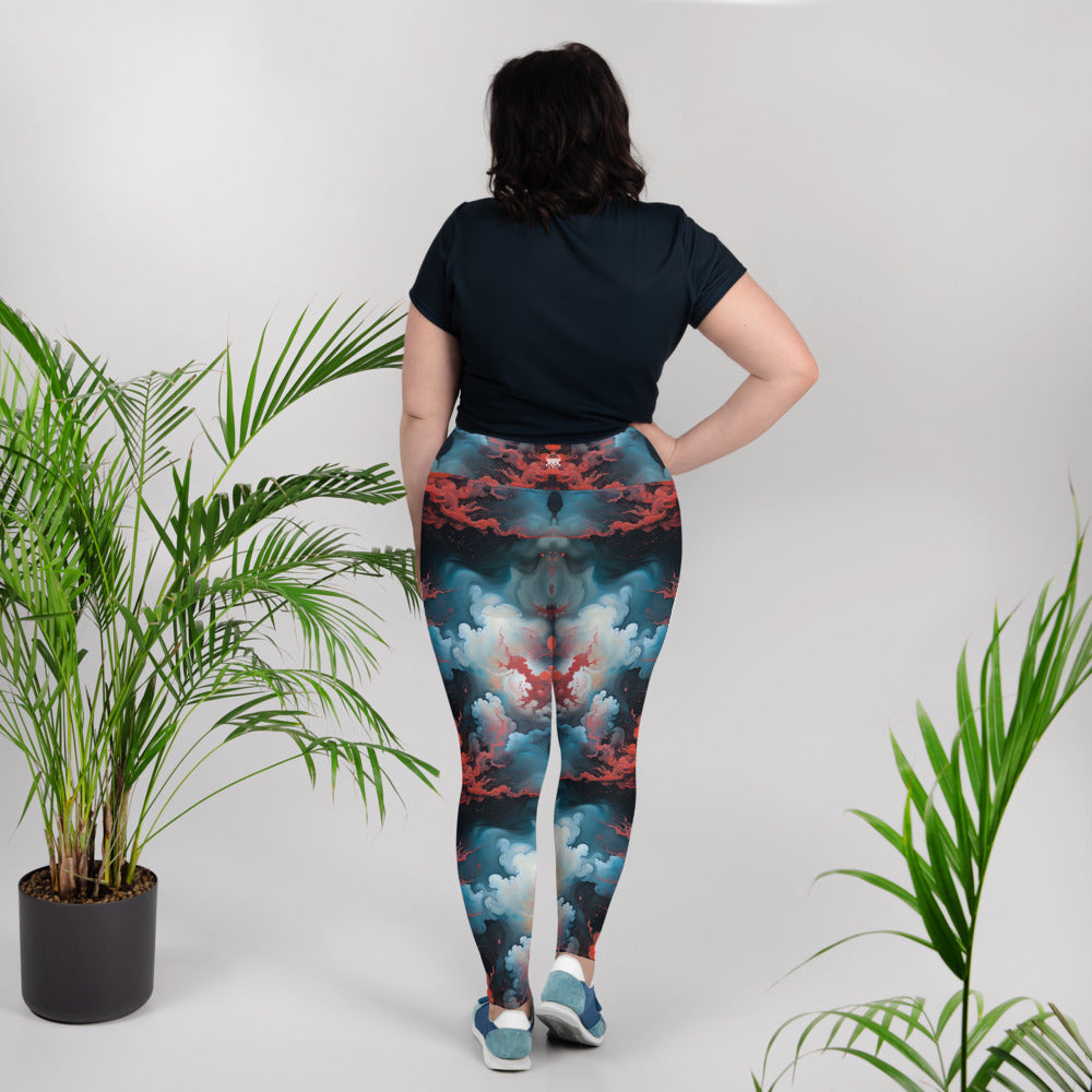 Plus Size Leggings - Ethereal Crimson Flow (Light) | Stylish & Comfortable by Jelly Kvlt