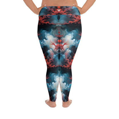 Plus Size Leggings - Ethereal Crimson Flow (Light) | Stylish & Comfortable by Jelly Kvlt