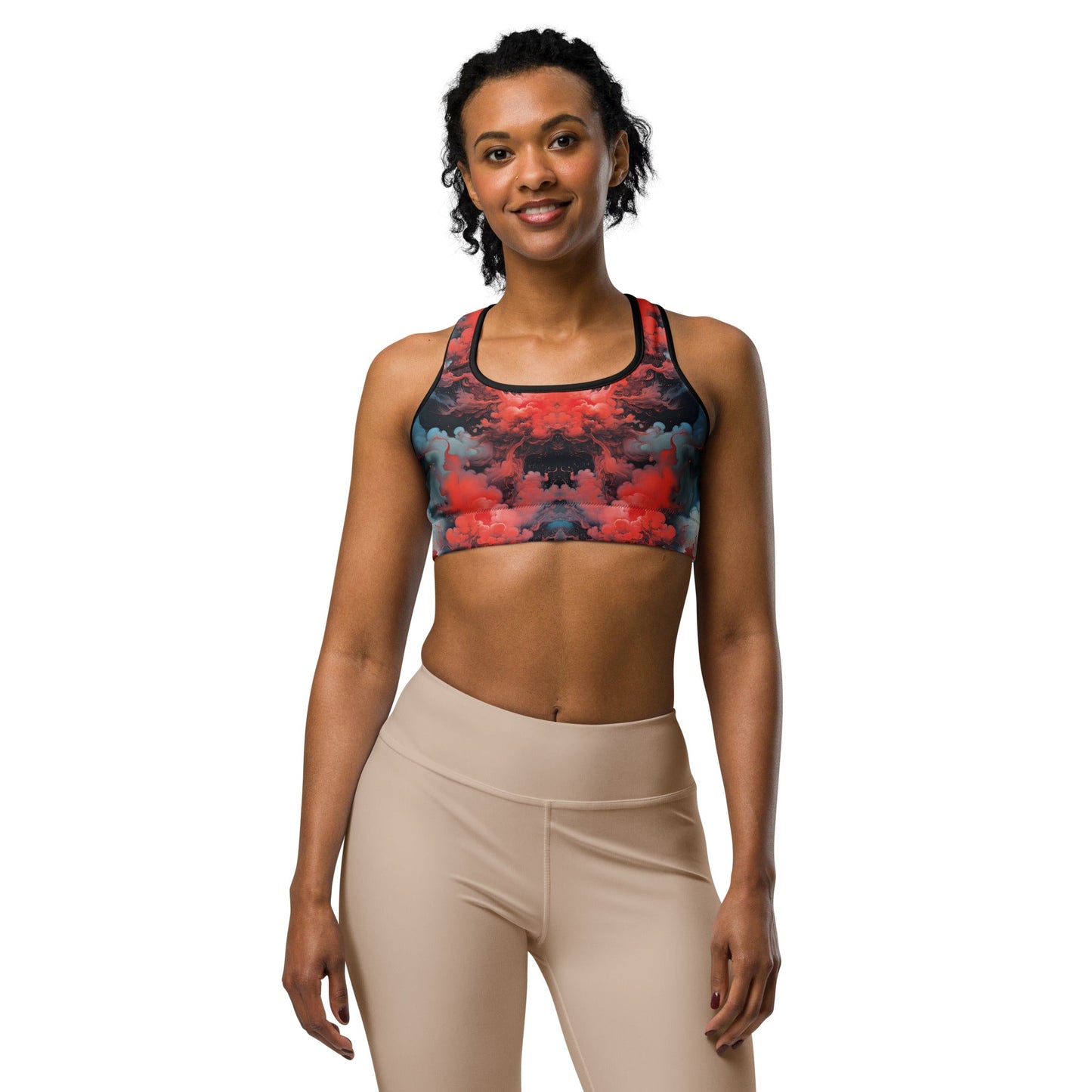 Sports Bra - Ethereal Crimson Flow - Dark - by Jelly Kvlt