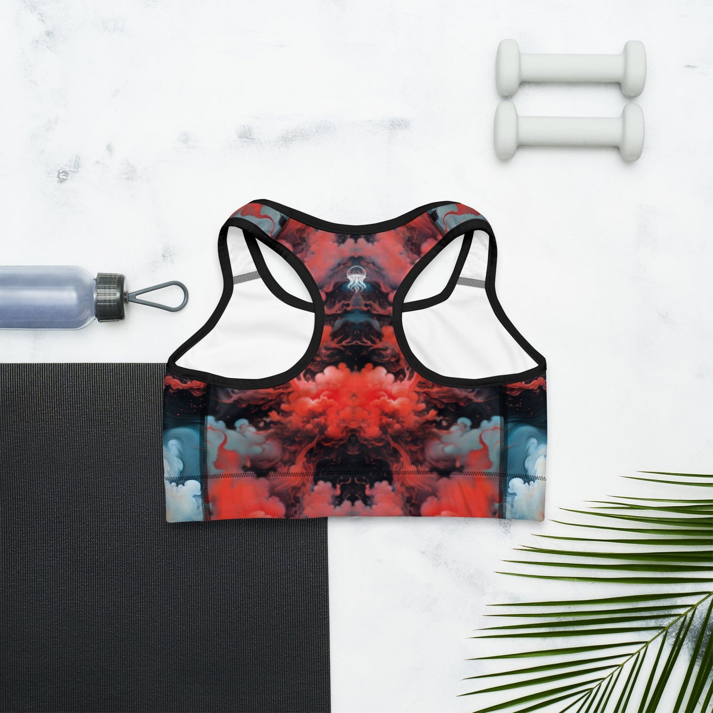 Sports Bra - Ethereal Crimson Flow - Dark - by Jelly Kvlt