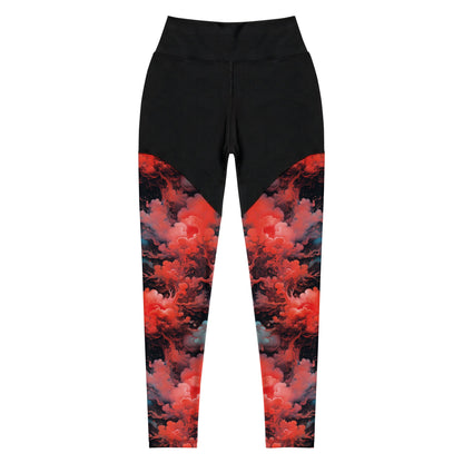 Compression Leggings - Ethereal Crimson Flow - Dark | Jelly Kvlt