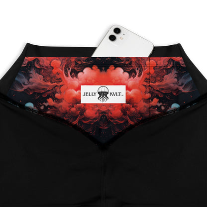 Compression Leggings - Ethereal Crimson Flow - Dark | Jelly Kvlt