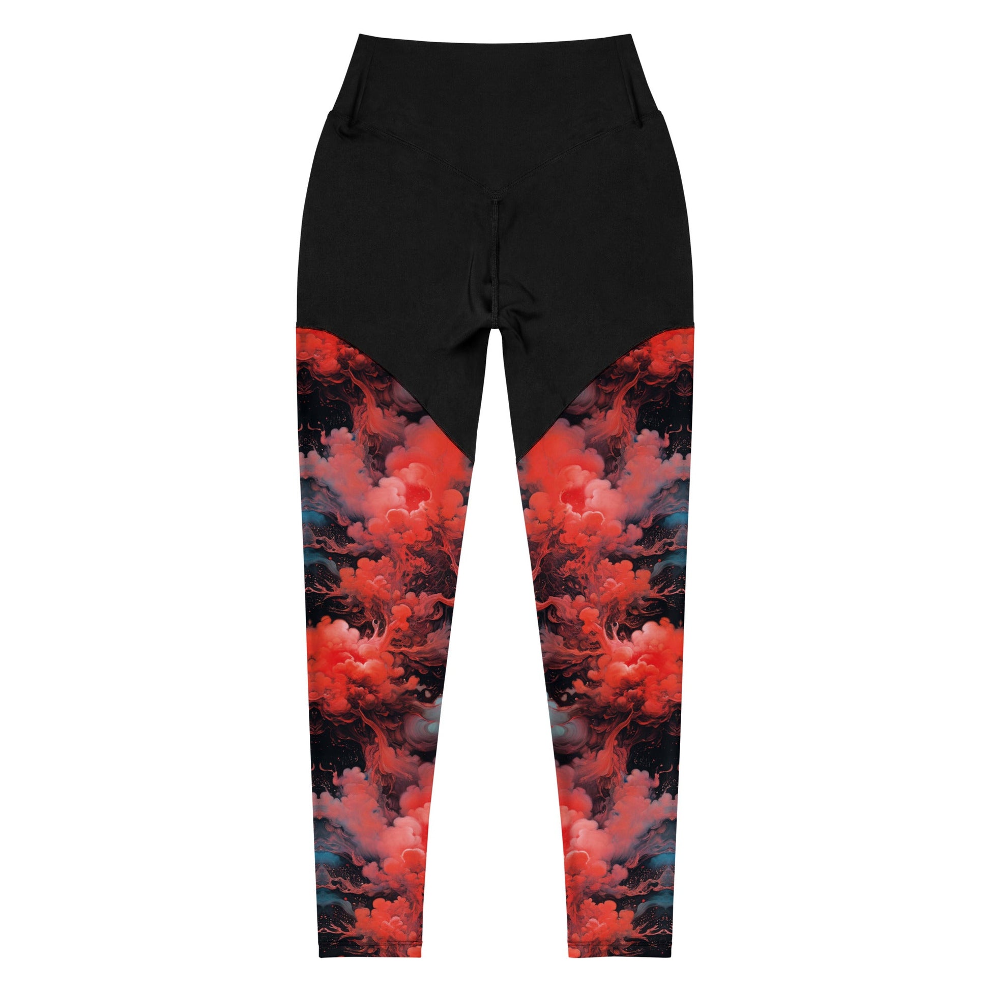 Compression Leggings - Ethereal Crimson Flow - Dark | Jelly Kvlt