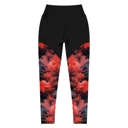 Compression Leggings - Ethereal Crimson Flow - Dark | Jelly Kvlt