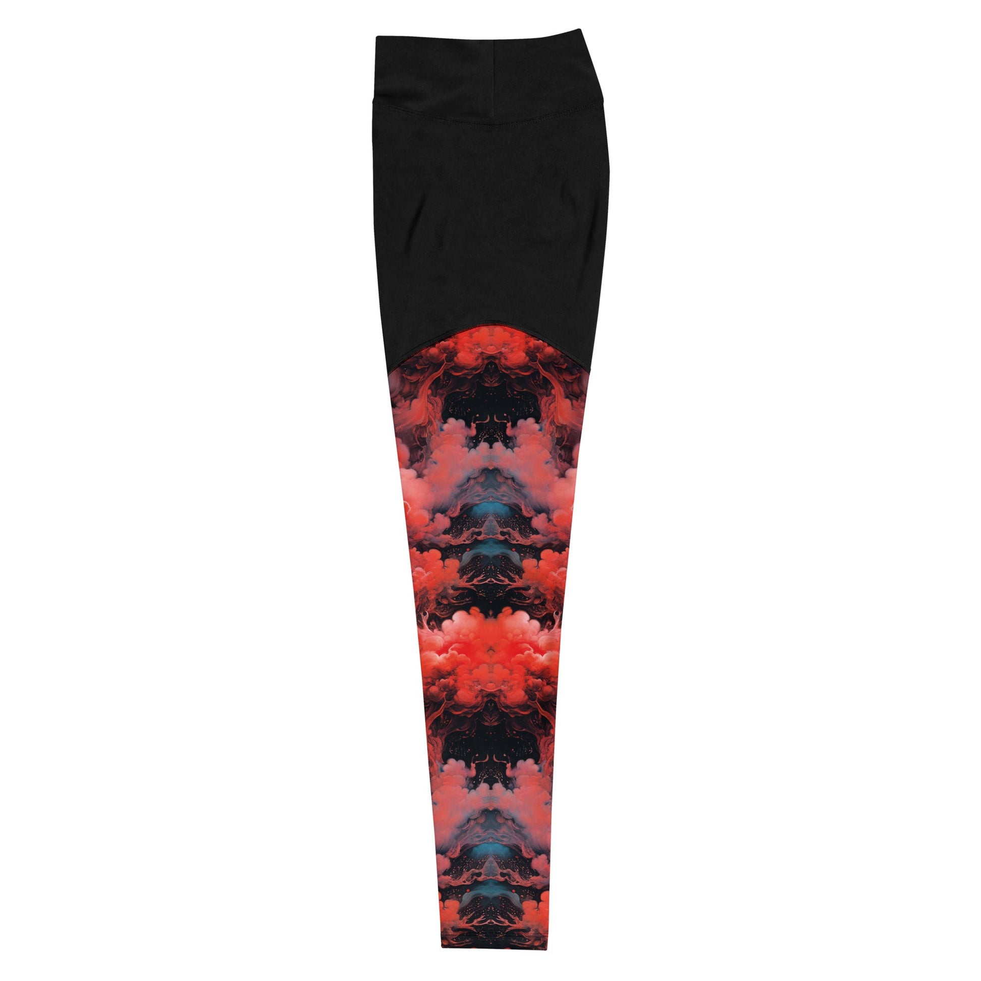 Compression Leggings - Ethereal Crimson Flow - Dark | Jelly Kvlt