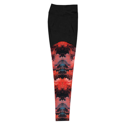 Compression Leggings - Ethereal Crimson Flow - Dark | Jelly Kvlt