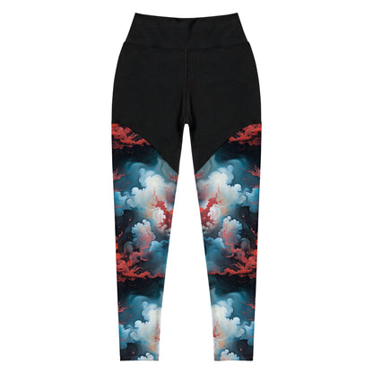 Compression Leggings - Ethereal Crimson Flow - Light | Jelly Kvlt