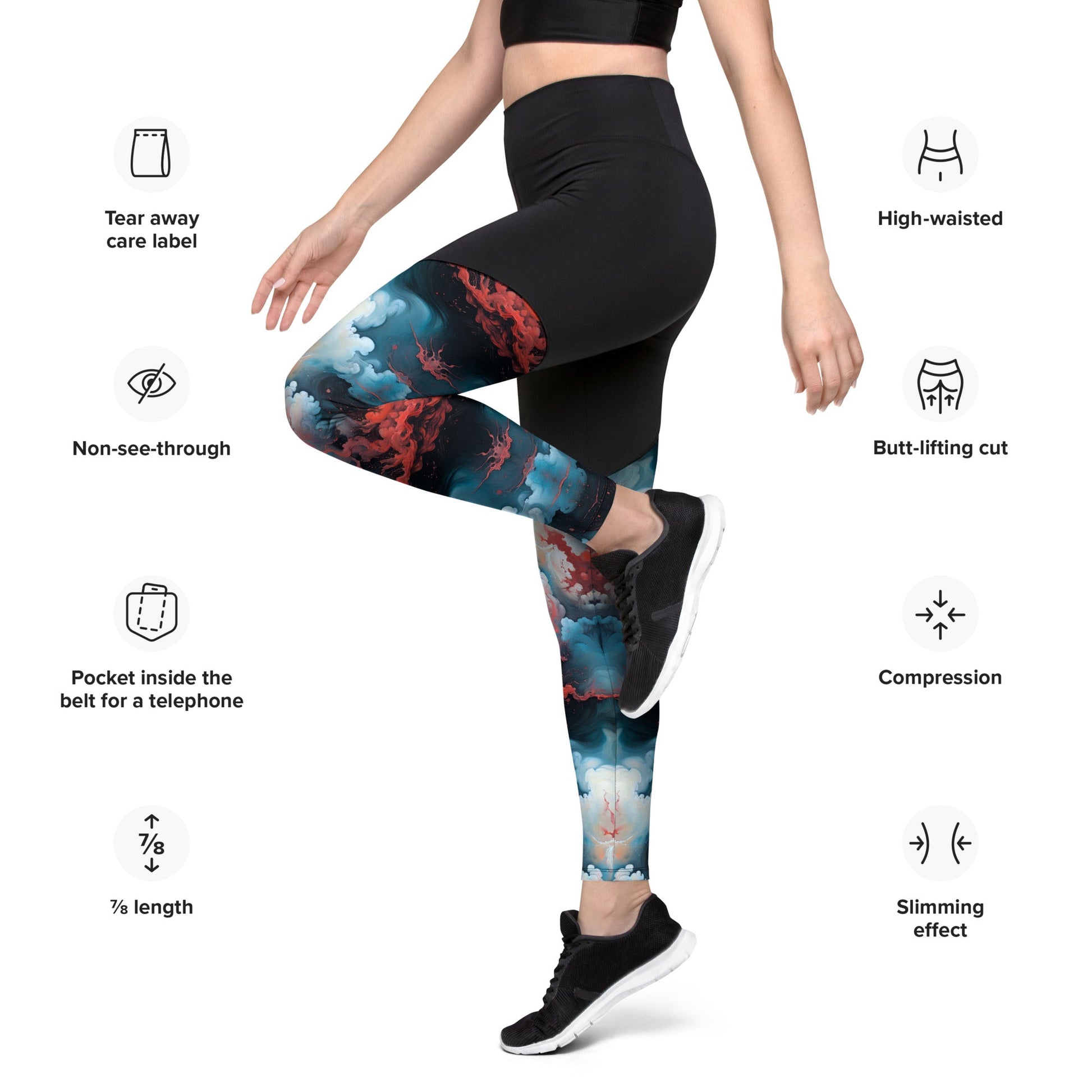 Compression Leggings - Ethereal Crimson Flow - Light | Jelly Kvlt