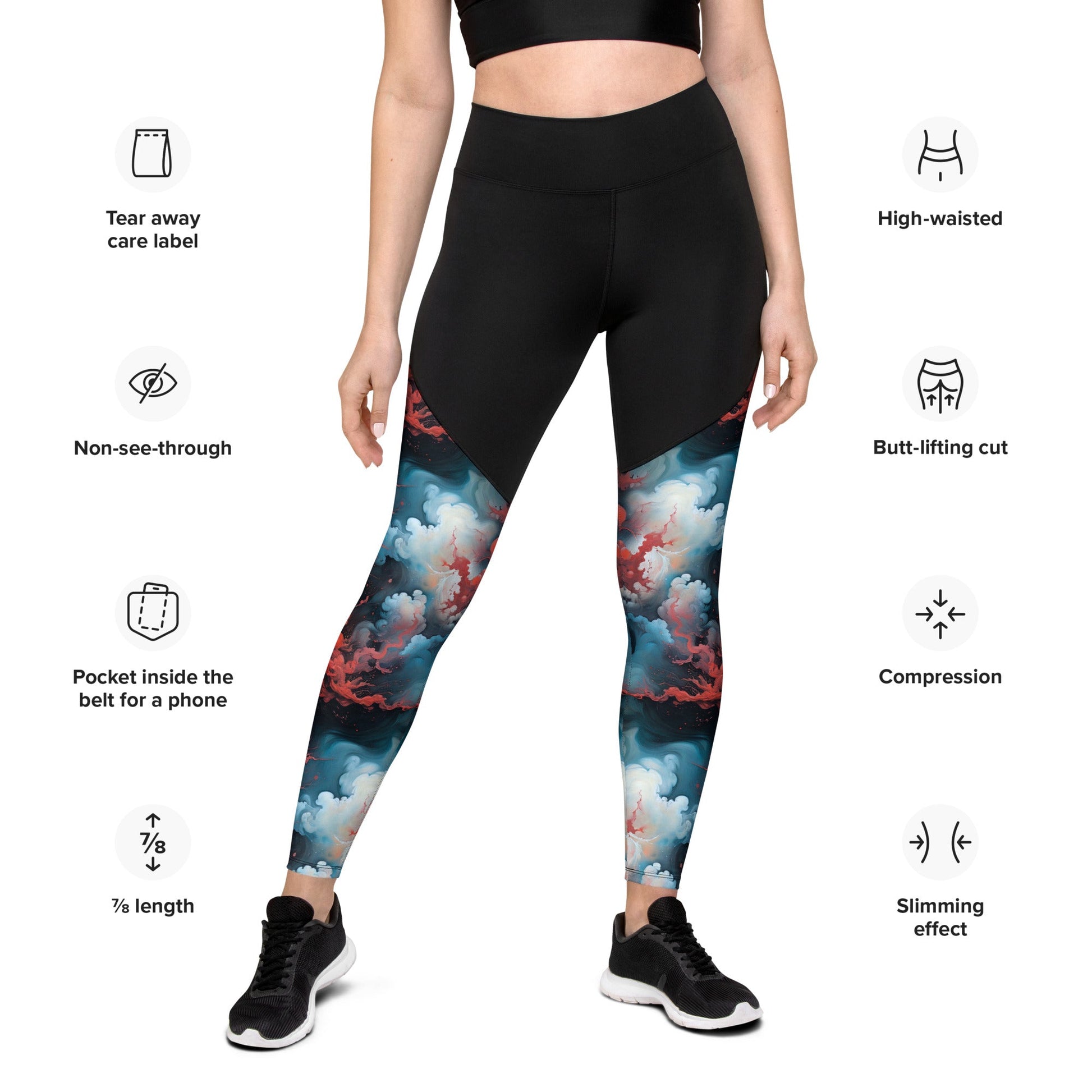 Compression Leggings - Ethereal Crimson Flow - Light | Jelly Kvlt