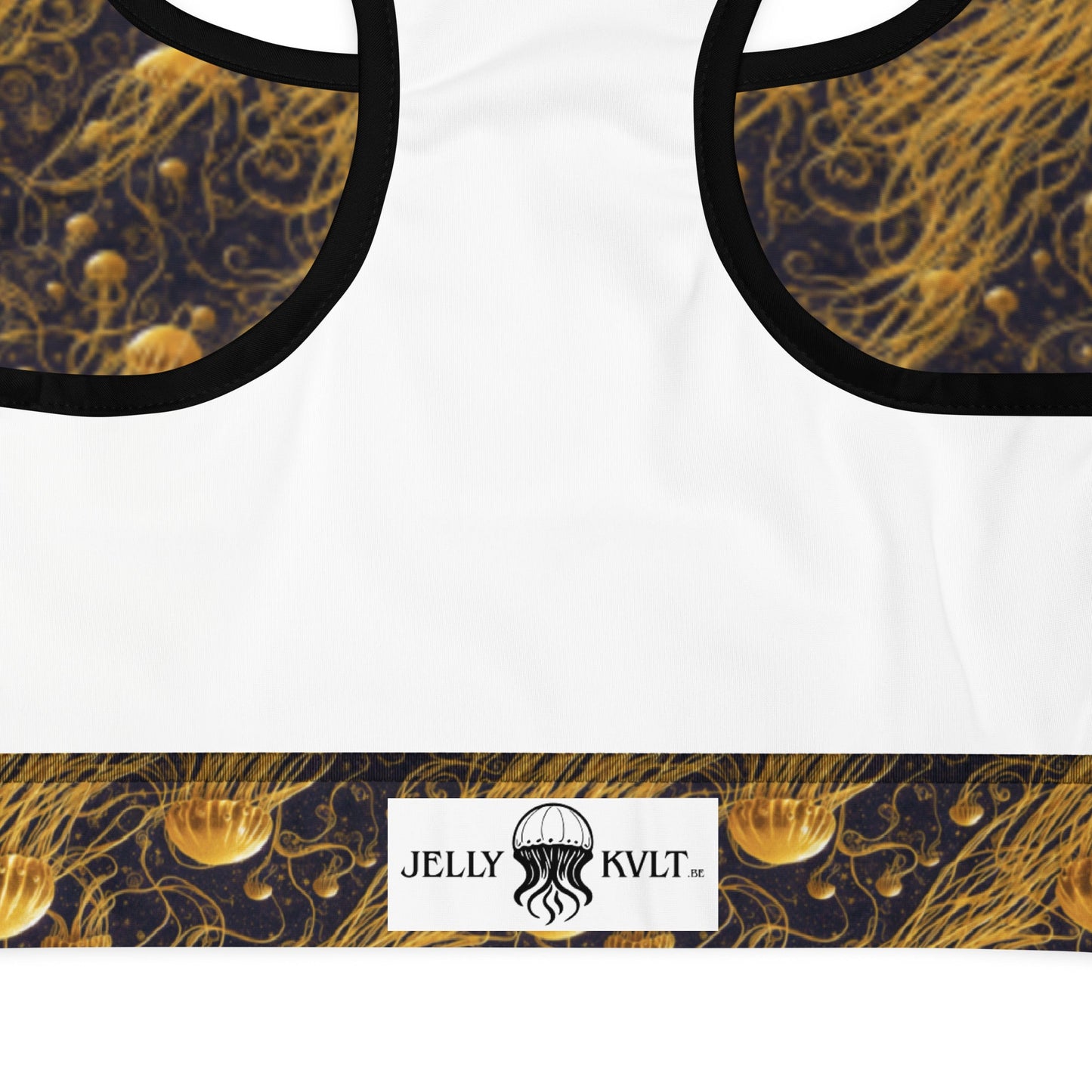 Jelly Kvlt -  Sports bra - Black and Gold Jellyfishes